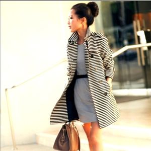Loft Black & Cream stripe trench coat